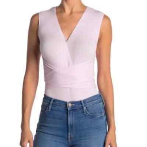 NEW BCBG tie back wrap bodysuit ribbed Lilac bodysuit XL - Picture 5 of 7